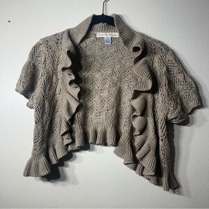 Love by Design Shrug Bolero Crochet Cardigan Womens Size Large Beige Cottagecore